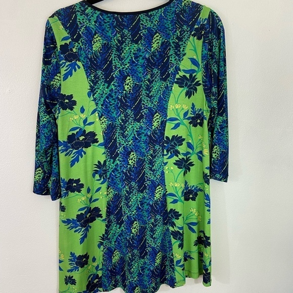 Soft Surroundings Tunic Top Sz M Embroidered Beaded Green Blue Boho Colorful - Picture 2 of 9